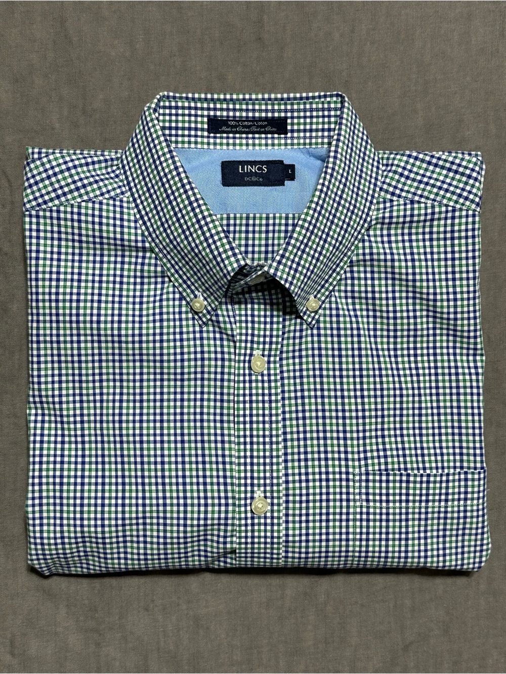 LINCS Blue & Green Checked Button-Down Shirt